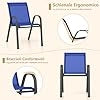 Set di 2/4 Sedie da Giardino, Poltrone in Tessuto Textilene per Esterno, Sedie Impilabili con Gambe in Metallo, Portata 150 kg, 56 x 70 x 84 cm (Blu,2)