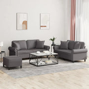 Set di Divani 3 pz con Cuscini Grigio in Similpelle 3202167