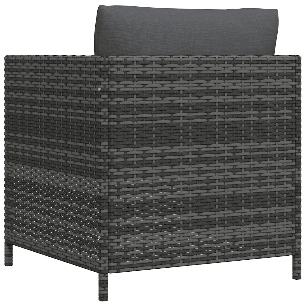 Divano da Giardino con Cuscini-Sofa da Giardino-Divano da esterno Grigio in Polyrattan