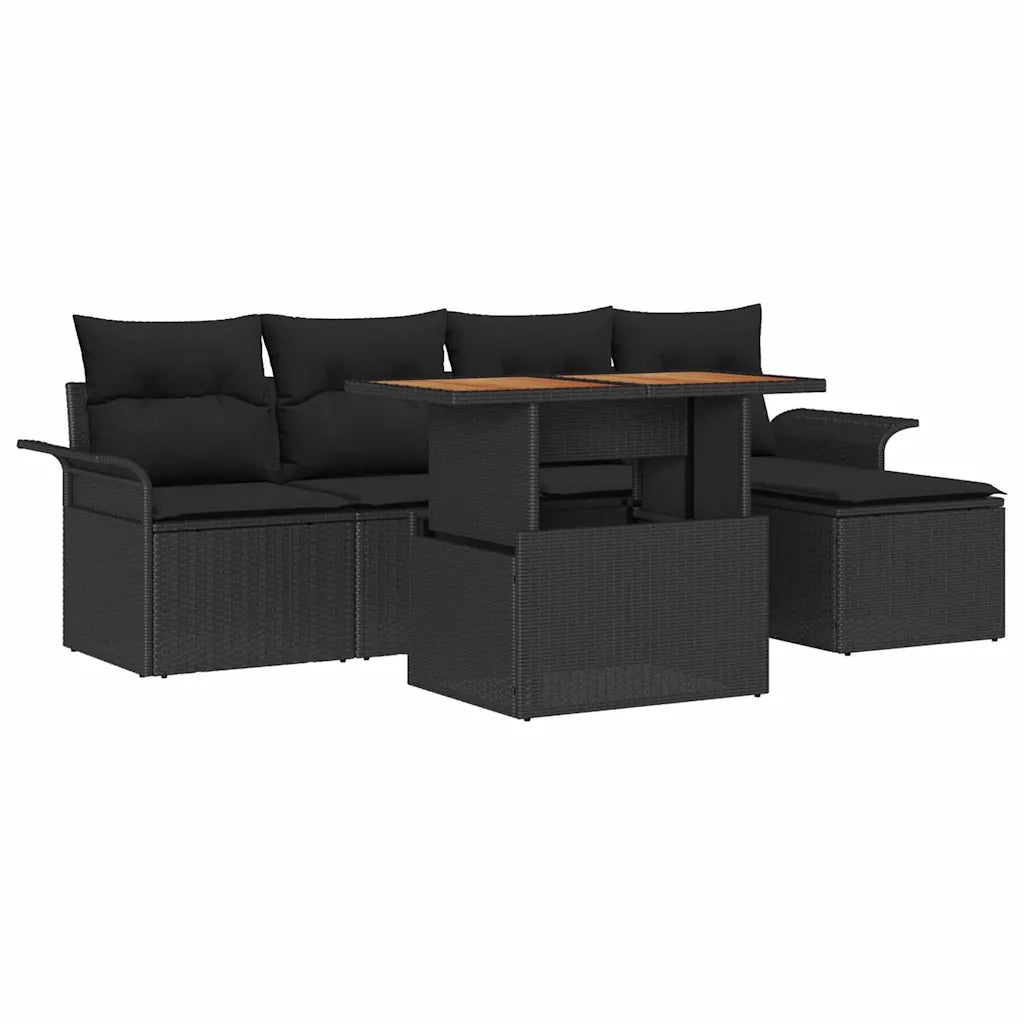 Set Divano da Giardino con cuscino 6 pcs Nero 3349323