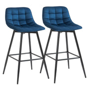 SET 2 SGABELLI DA BAR SEDIE IMBOTTITE STILE NORDICO VELLUTO BLU