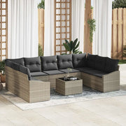 Set di divani con cuscino 10 pcs Grigio chiaro polyrattan