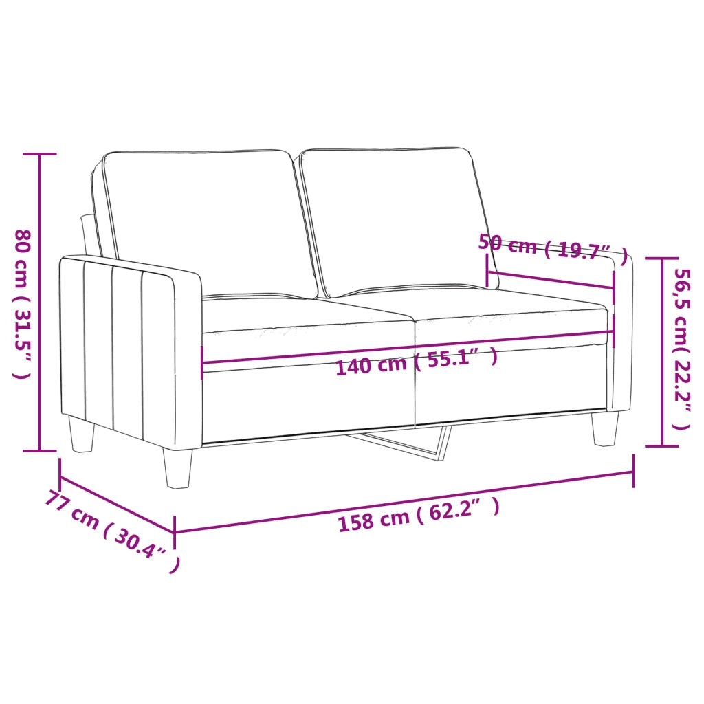 Divano a 2 Posti-Sofa 2 Posti Grigio 140 cm in Similpelle 397210