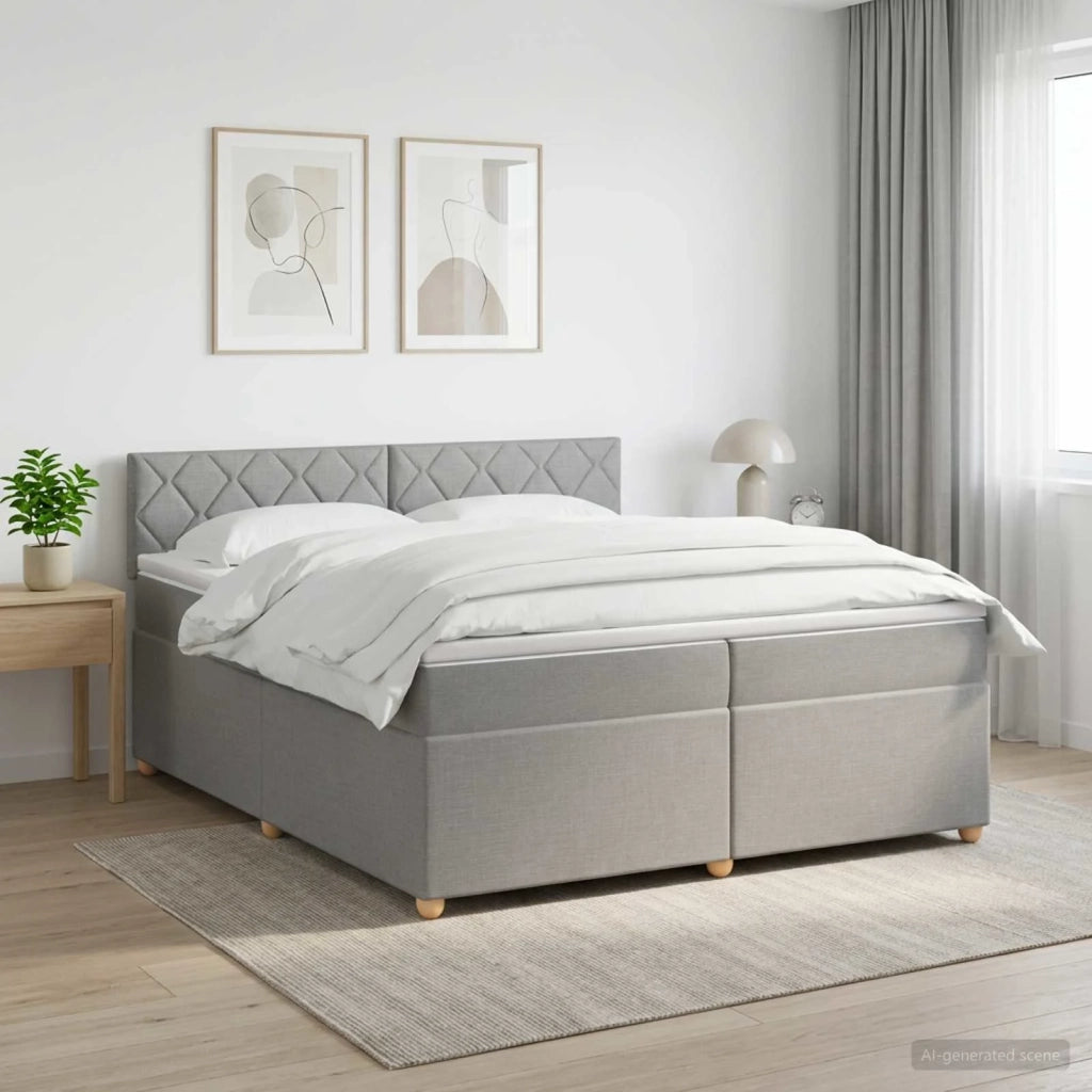 Letto box spring con materasso Grigio Chiaro 200 x 200 cm 3451042