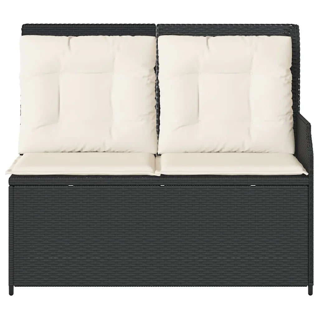 Panca Reclinabile da Giardino con Cuscini Nera in Polyrattan 368937