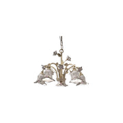 Lampadario Classico Pisa Metallo E Ceramica Bianco Sfumato Oro 5 Luci E14