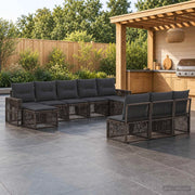 Set Divano da Giardino 10 pz Grigio e Grigio Scuro polyrattan 3435245