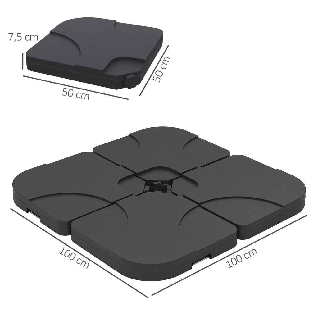 Base per Ombrellone 4 Pezzi ¨C zephmum ¨C Nero 50x50x7.5 cm