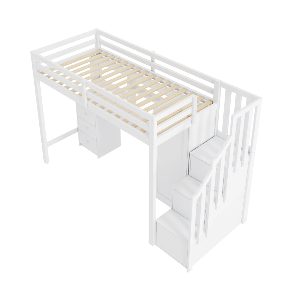 LETTO A CASTELLO CON SCRIVANIA E ARMADIO 90x200 CM BIANCO
