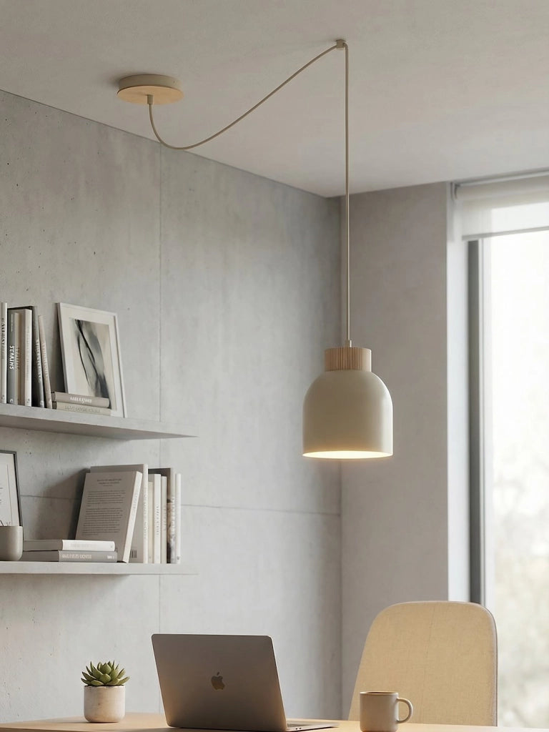 Lampada sospensione KRU beige legno 1xE27 Emibig