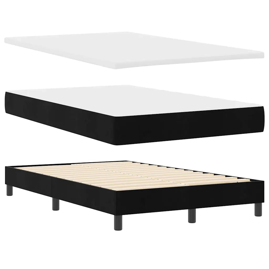 Letto a Sorgente LED con materasso Nero 120 x 200 cm Velluto 3342580