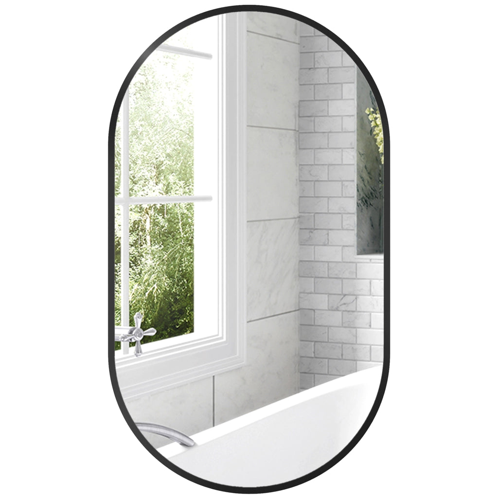 Specchio da bagno ovale con cornice alluminio ¨C Minimal ¨C 40x70 cm nero