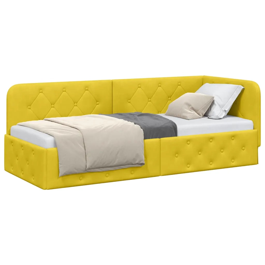 Cornice del letto ad angolo Giallo 80 x 200 cm Velluto 42016519