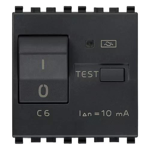 VIMAR EIKON - INTERRUTTORE AUTOMATICO MAGNETOTERMICO DIFFERENZIALE 1P+N C 6, 120-230 V 10MA GRIGIO