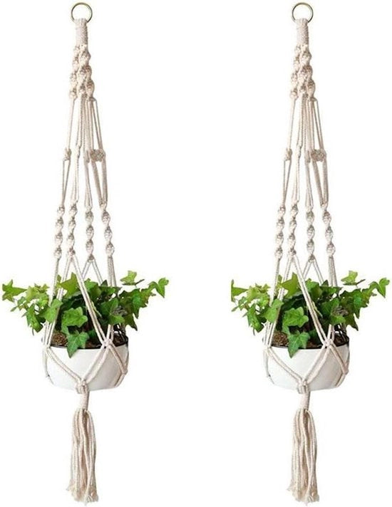 Supporto per piante in cotone macramé - appendere vasi - decorazione per la casa - giardinaggio per ufficio e casa 4 gambe
