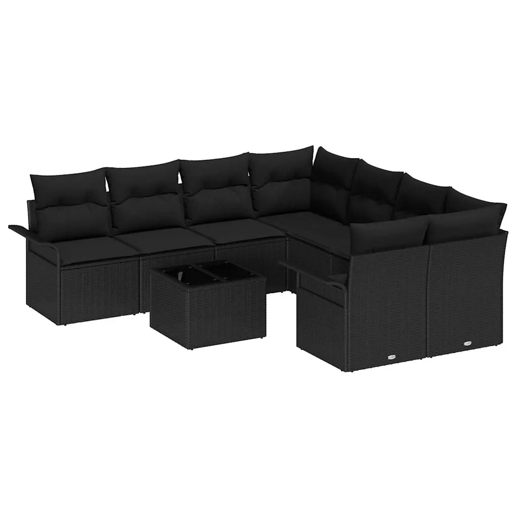 Set Divano da Giardino 9 pcs Nero Poly Rattan 3345303