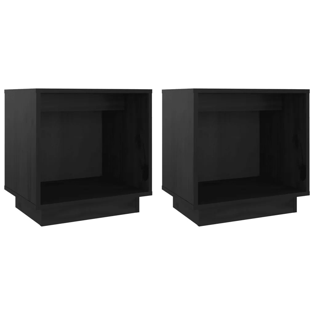 Comodini 2 pz-Set di 2 Tavolino da notte Neri 40x30x40 cm in Legno Massello di Pino