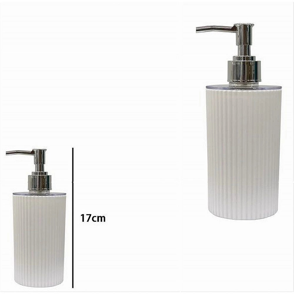 Trade Shop - Dispenser Sapone Liquido Lavandino Bianco Rigato Accessorio Arredo Bagno 79161 -