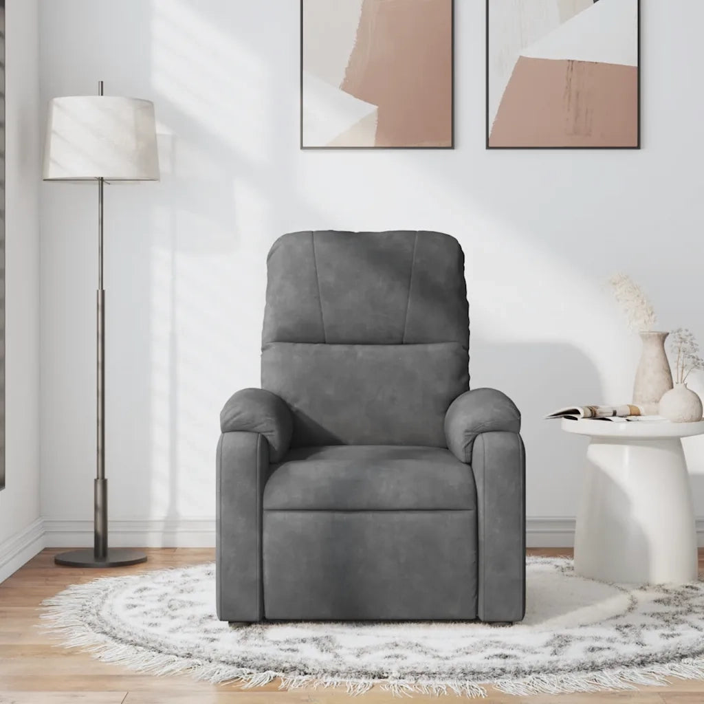 Poltrona | Sedia Relax Reclinabile Massaggio Grigio Scuro Tessuto Microfibra