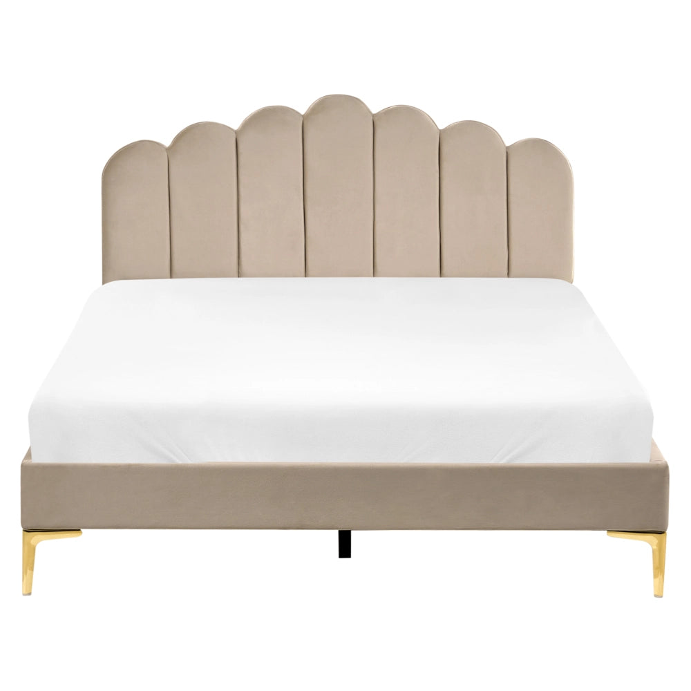 Letto matrimoniale 160 x 200 cm velluto Gambe in metallo tortora con testiera e base a doghe
