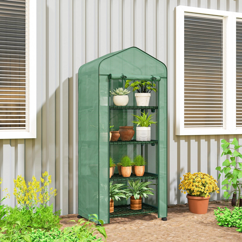 Serra da Balcone 4 Livelli con Rotelle ¨C zephmum ¨C Acciaio e PE Verde 69x50x165