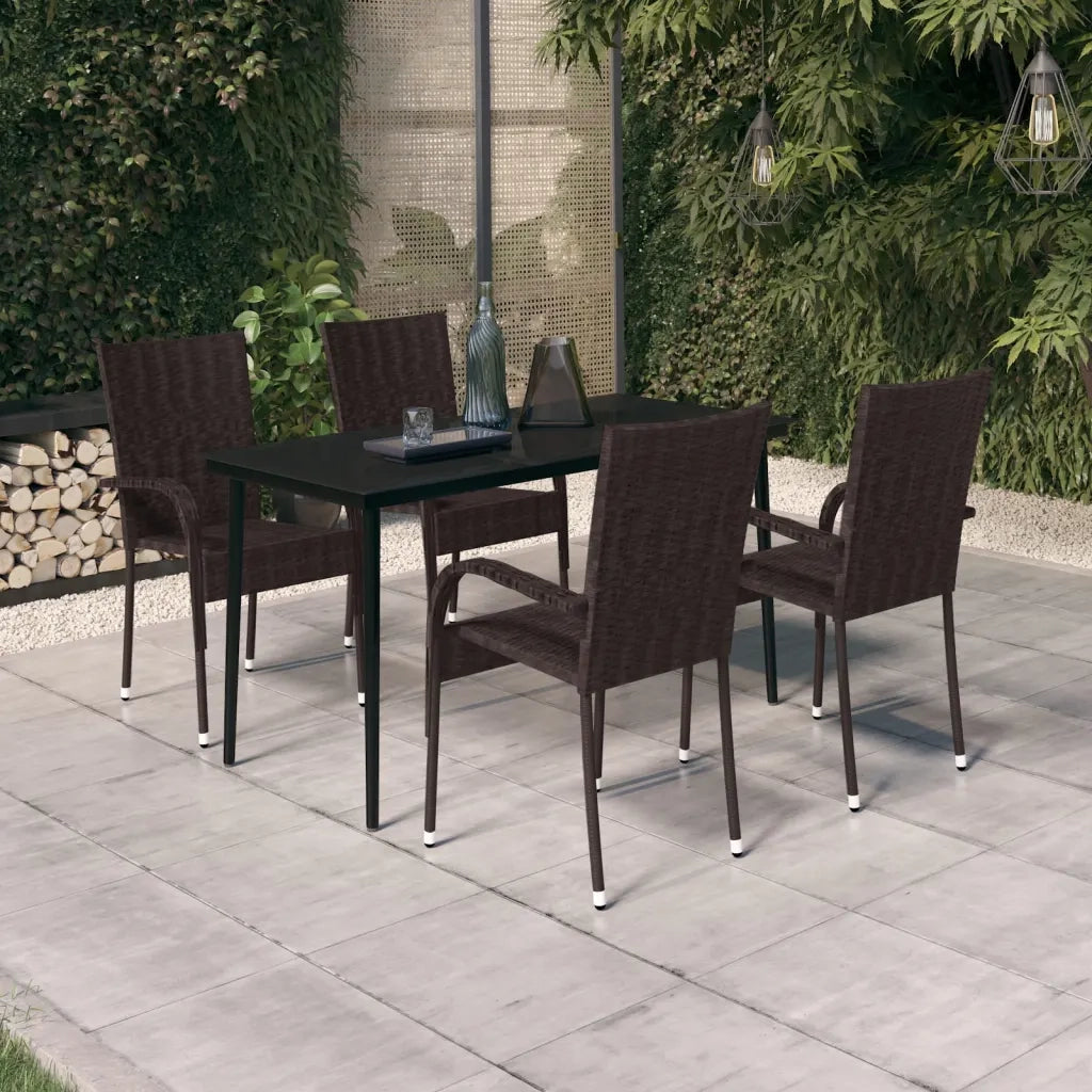 Set da Pranzo da Giardino 5 pz Marrone e Nero 3099403