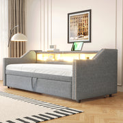Divano letto - Xylo - 90/180x190 cm LED USB grigio chiaro