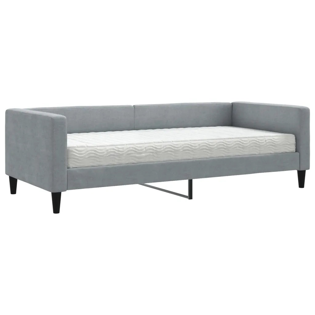 Divano Letto con Materasso-Sofa Letto-Daybed Grigio Chiaro 90x200 cm in Tessuto 305943
