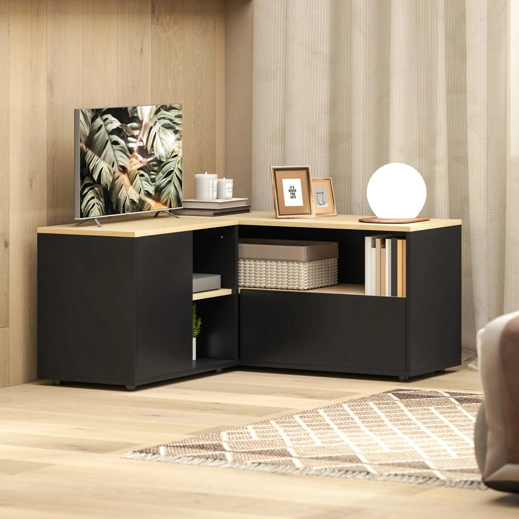 Mobile TV Angolare ¨C Minimal ¨C Quercia e Nero 90x90x45 cm