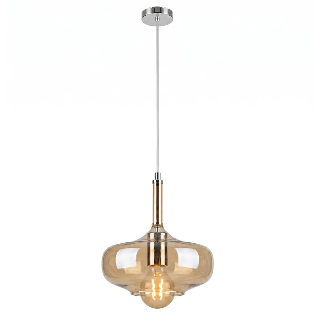 Sospensione Imbuto 1 Luce Ambra E Cromo Luceart Design