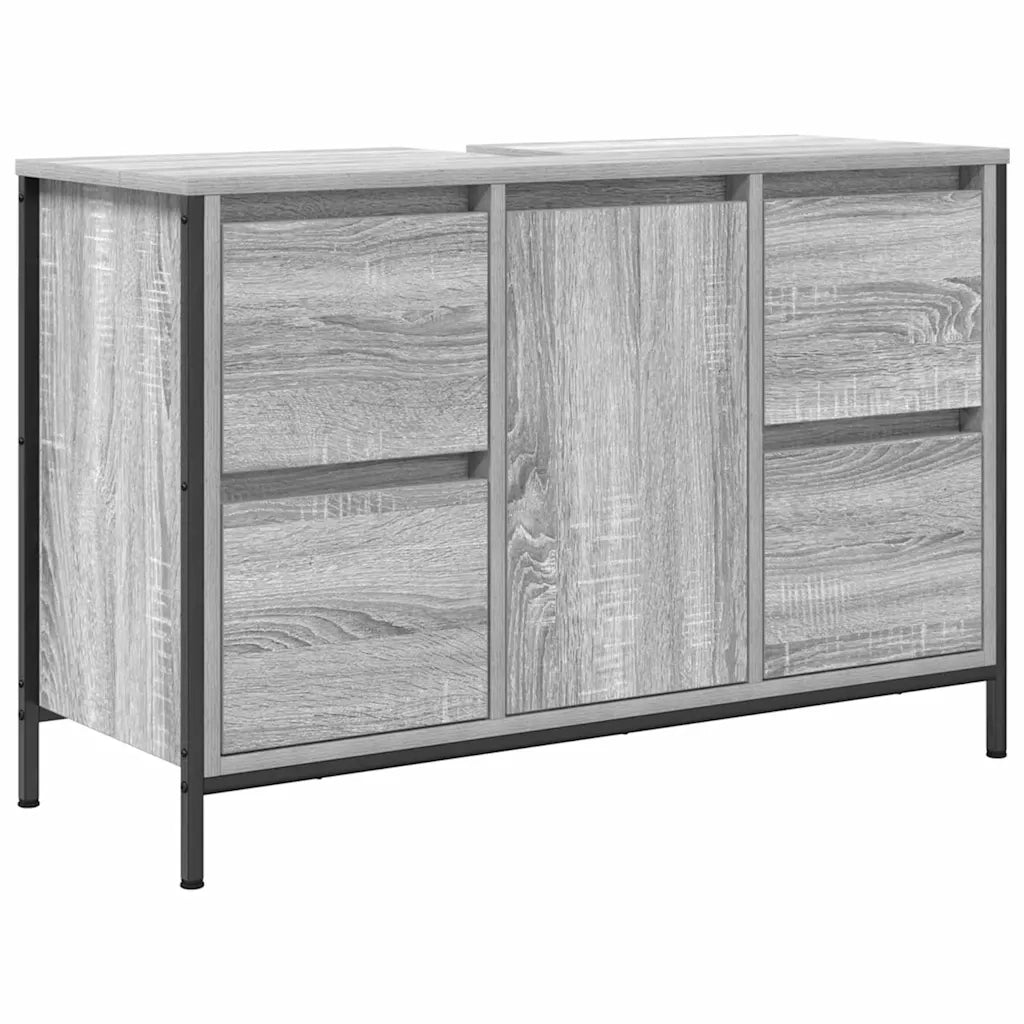 Set di mobili per il bagno con porta 3 pcs Grigio sonoma e Nero 3328382