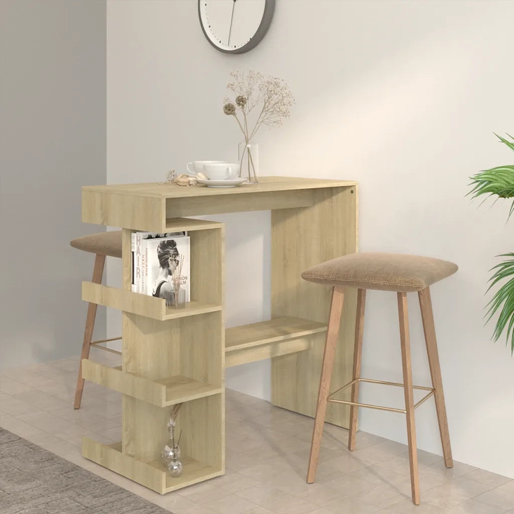 Tavolo Bar con Ripiani Rovere Sonoma 100x50x101,5 cm Truciolato