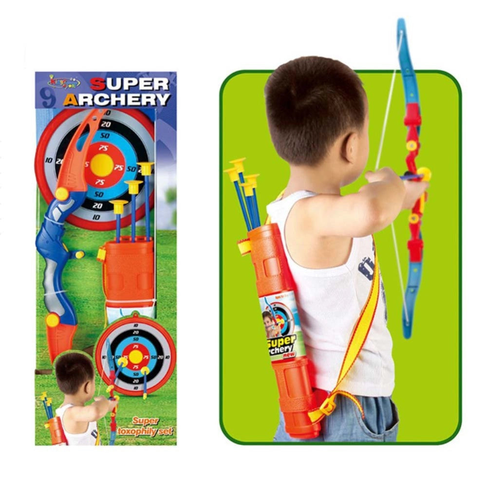 Trade Shop - Set Arciere Per Bambini Con Arco 3 Frecce Bersaglio Muro E Tracolla Portafrecce -