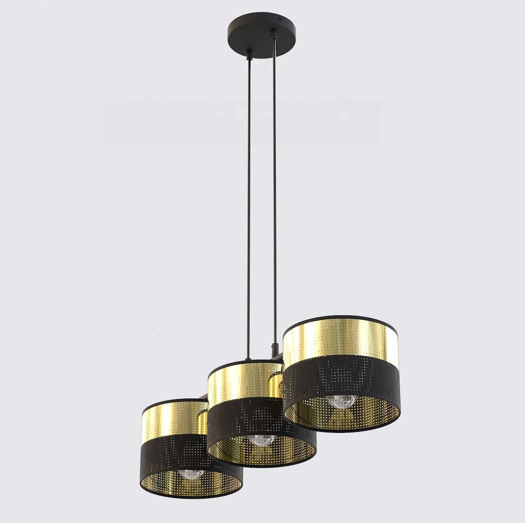 Lampada sospesa LUX 3xE27 metallo nero oro Emibig
