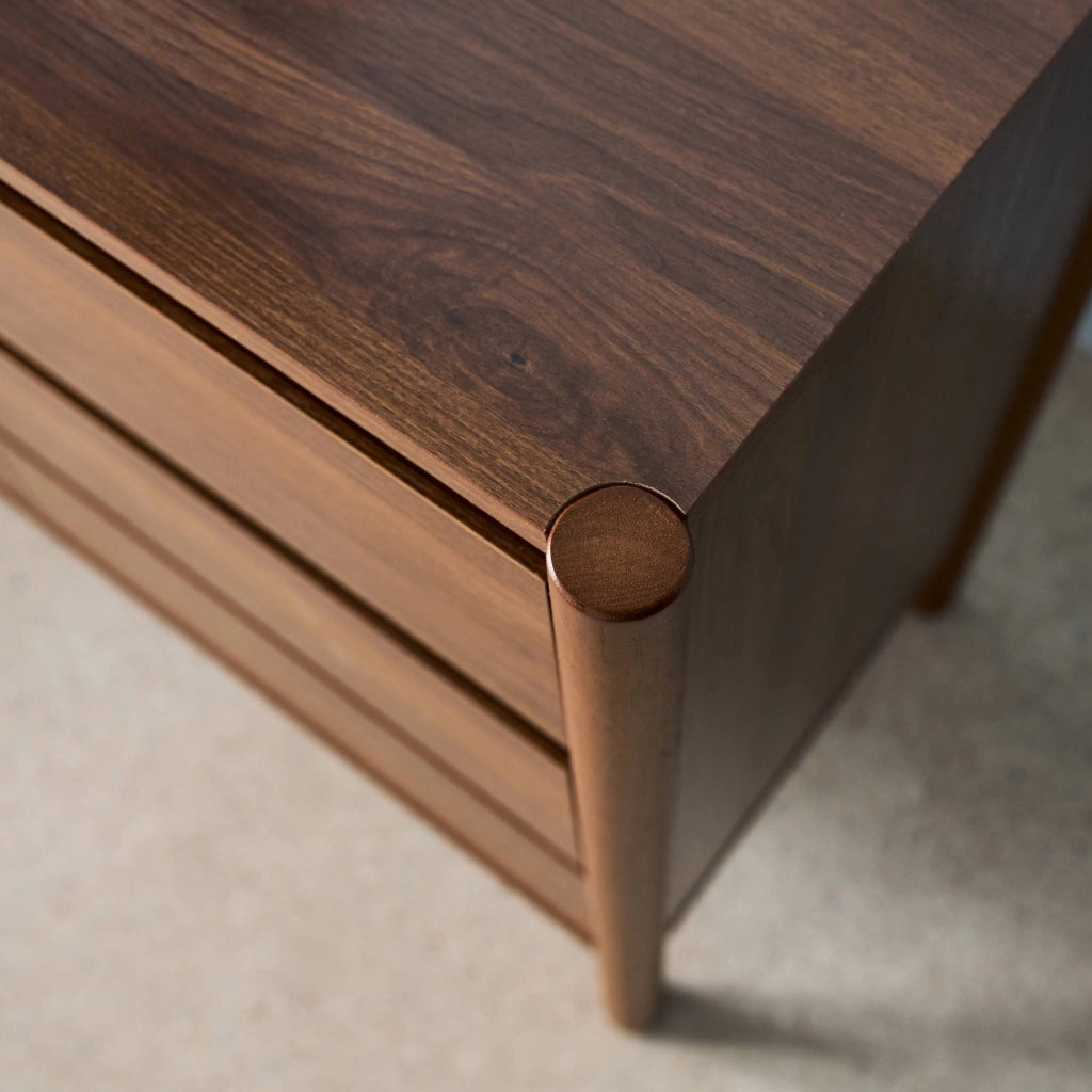 Credenza decorazione legno 2 ante 3 cassetti 150cm, noce