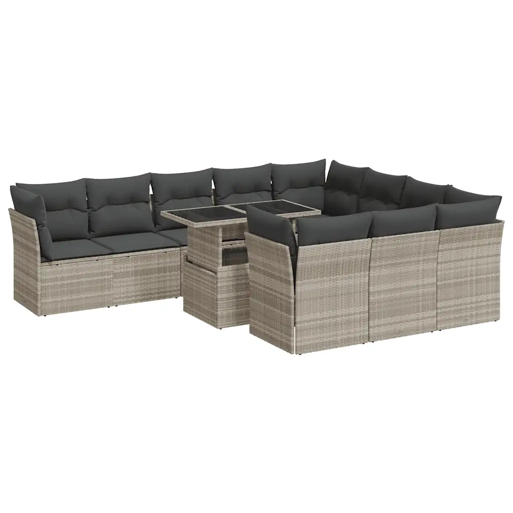 Set Divani da Giardino 11 pz con Cuscini in Polyrattan Grigio 3326233
