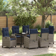 Set da Pranzo per Giardino con cuscino 7 pcs Grigio polyrattan