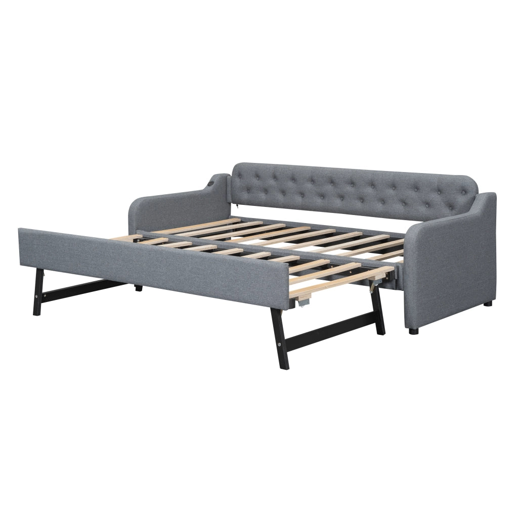Divano letto con letto estraibile in lino 90x200 cm