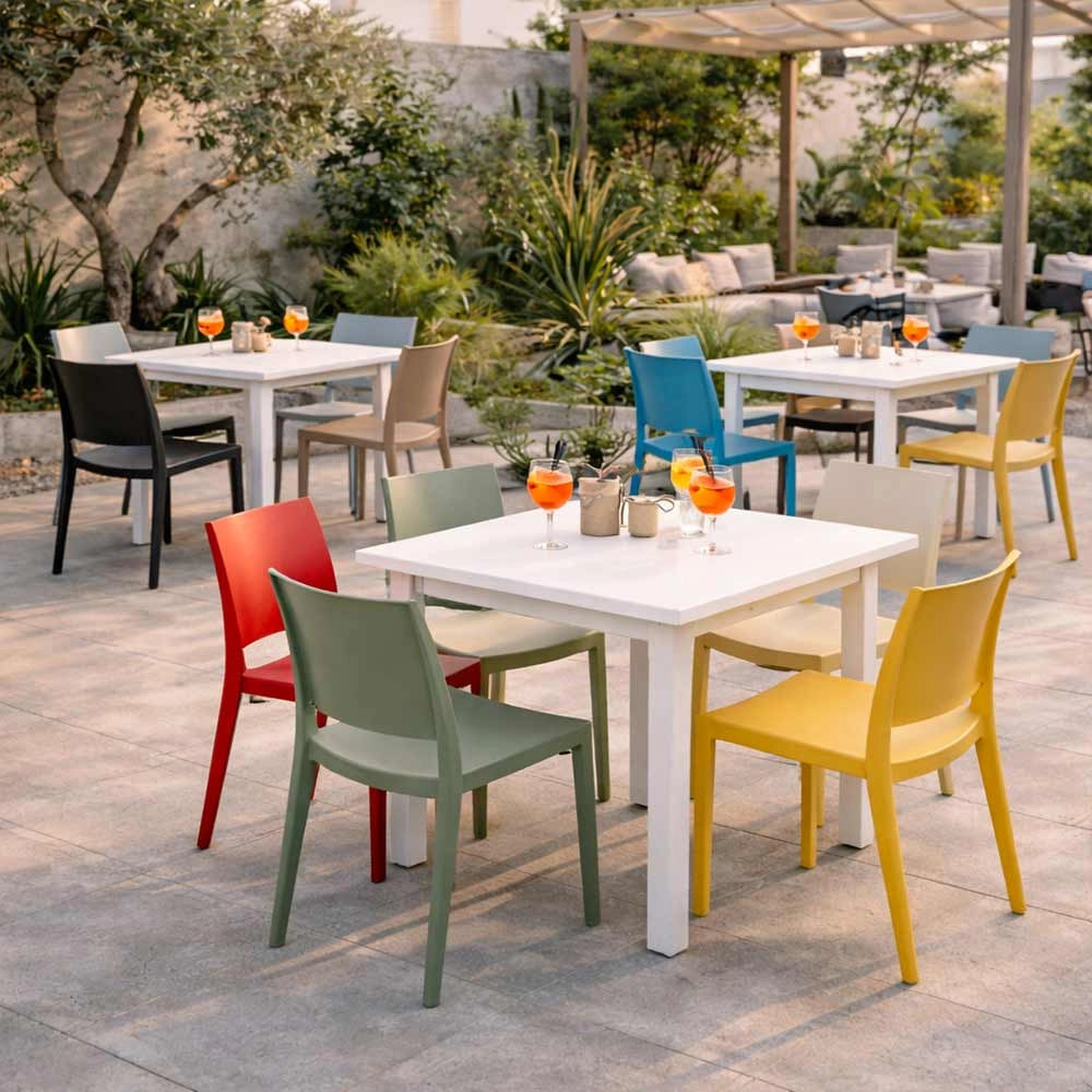Sedia da sala da pranzo Altea in plastica colore Giallo Senape modello comfort