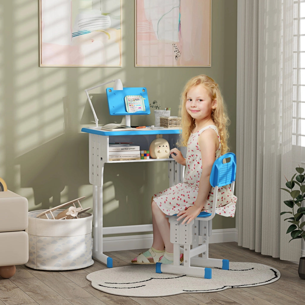 Scrivania per Bambini con Sedia ¨C Minimal ¨C 60x45x90-102 cm Blu