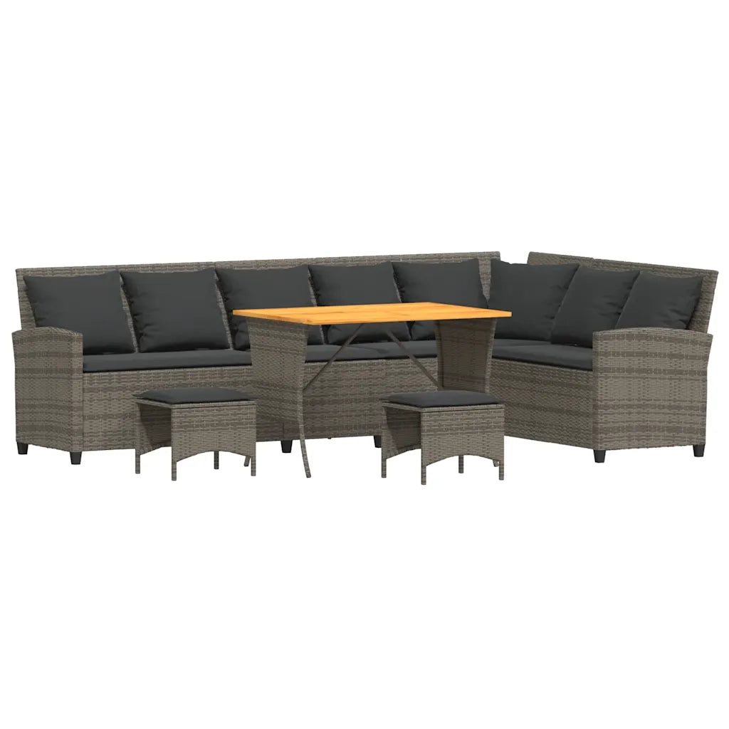 Set Divani da Giardino 4 pz con Cuscini a Forma di L Polyrattan