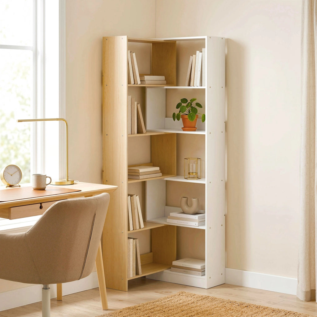 Libreria angolare girevole 5 ripiani ¨C Xylo ¨C legno rovere L 60-111x24x164cm