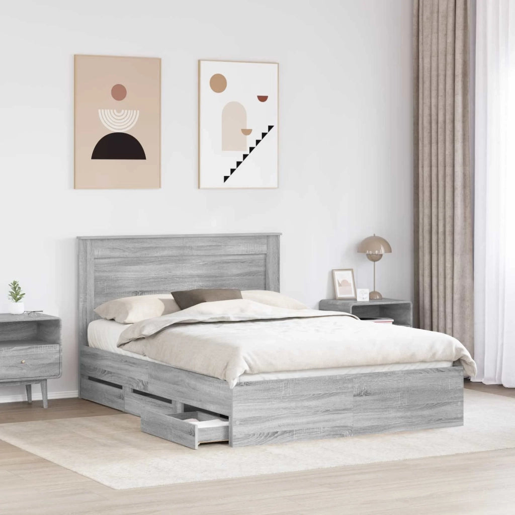 Struttura del letto con cassetto Grigio Sonoma 140 x 190 cm 3410176