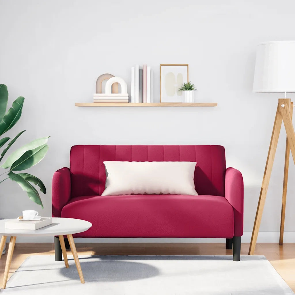 Divano Divanetto-Sofa Rosso Vino 109 cm in Velluto