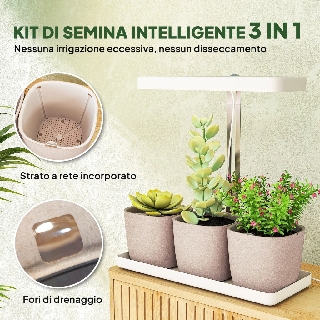 Lampada da Coltivazione LED con Timer ¨C Minimal ¨C Bianco 45x18.8x47.8 cm