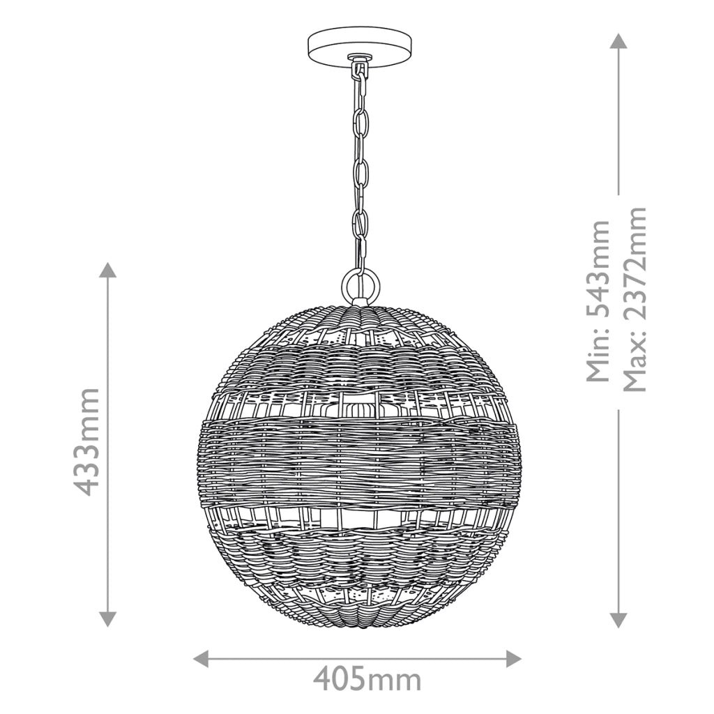 Lampada sospesa esterna rattan bianco ant. E27 IP44