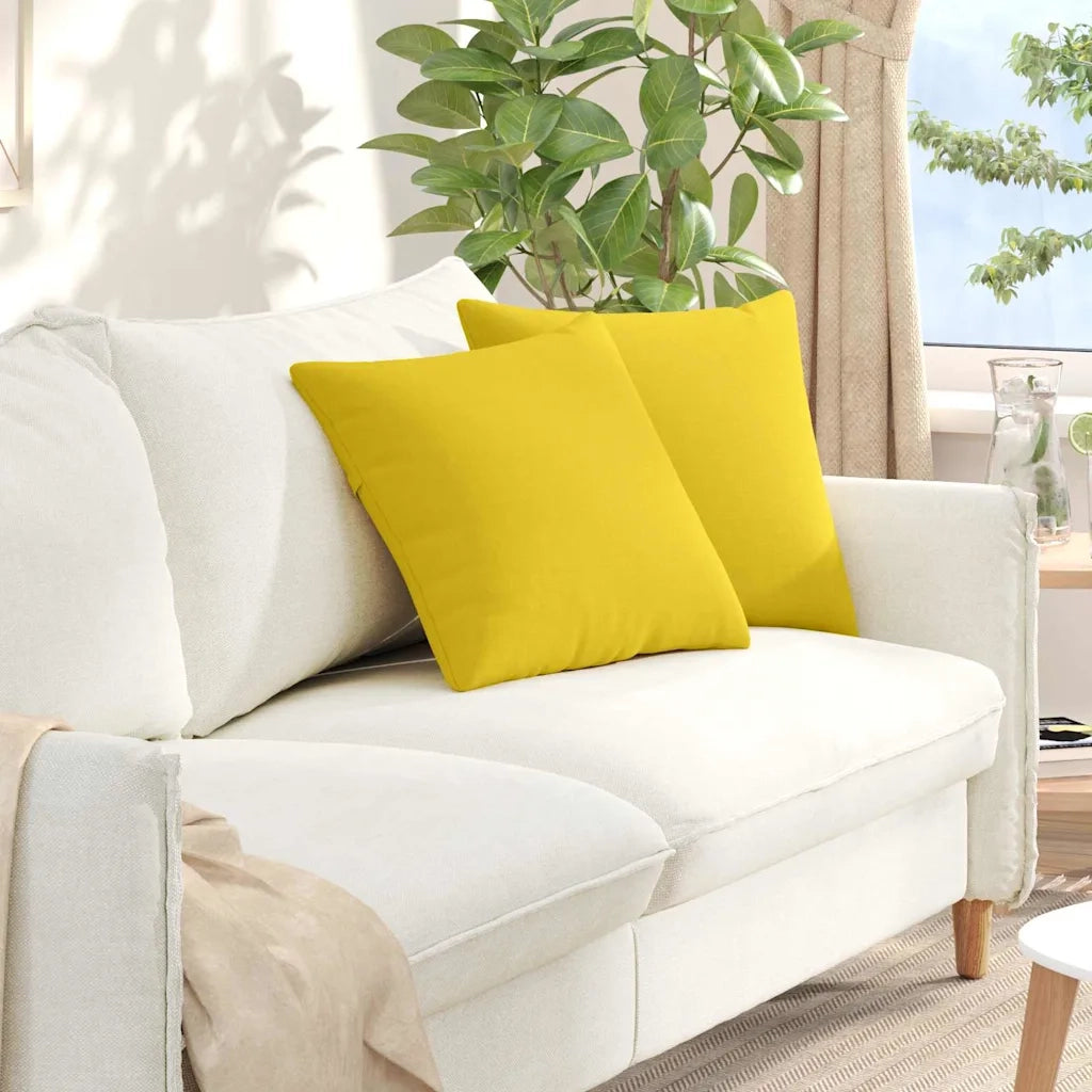 Cuscini da Divano 2 pz-Set di 2 Cuscini per Sofa Giallo Chiaro 45 x 45 cm Tessuto