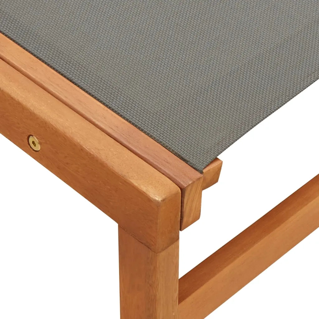 Sedia da Giardino | Sedie da Esterno con Pouf Grigia Eucalipto e Textilene