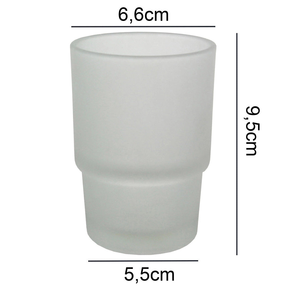 Trade Shop - Bicchiere Ricambio Porta Spazzolino In Vetro Satinato Bagno Accessori 9,5x6,7 Cm -