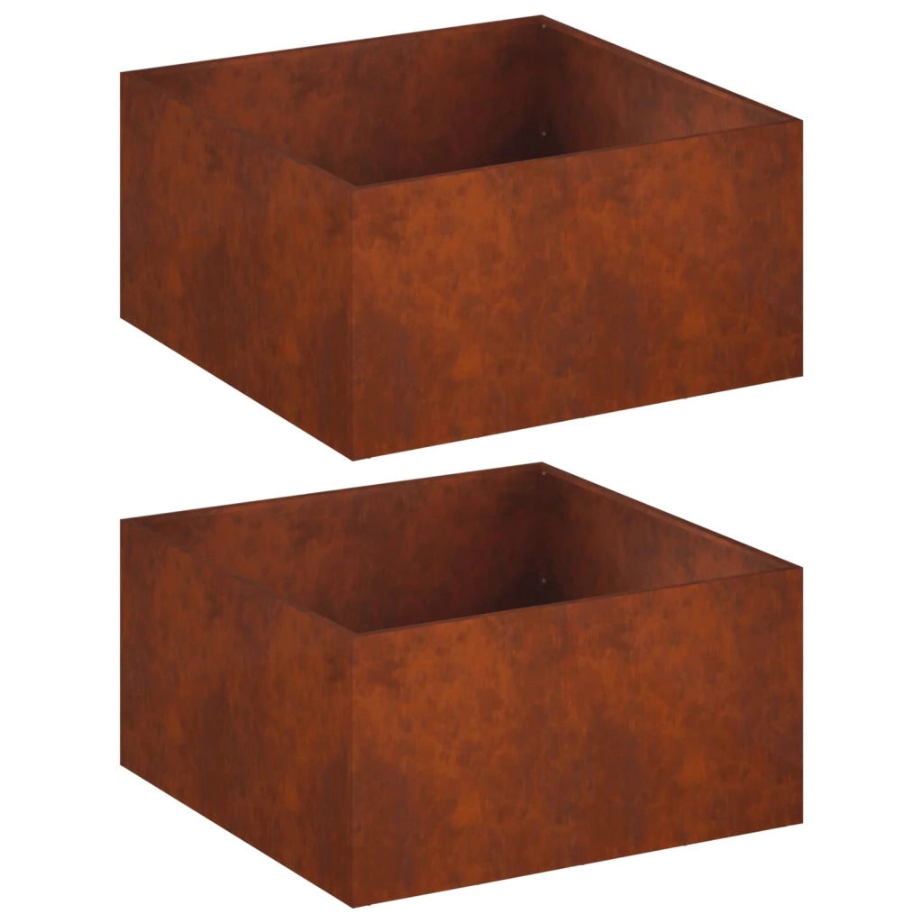 Vaso da giardino 2 pz Ruggine 60 x 60 x 40 cm Acciaio Corten 8005105